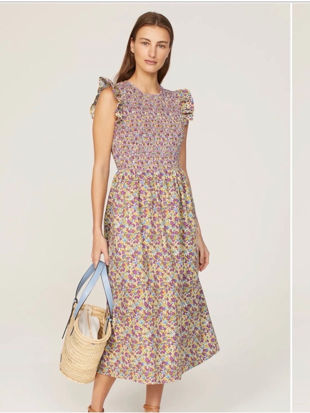 English Factory Floral Smocked Midi Dress